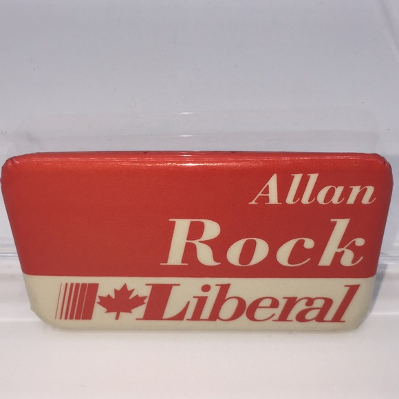 Allan Rock Liberal Pinback Voting Campaign Advertising Promo Canada Flag Vintage - Picture 1 of 6